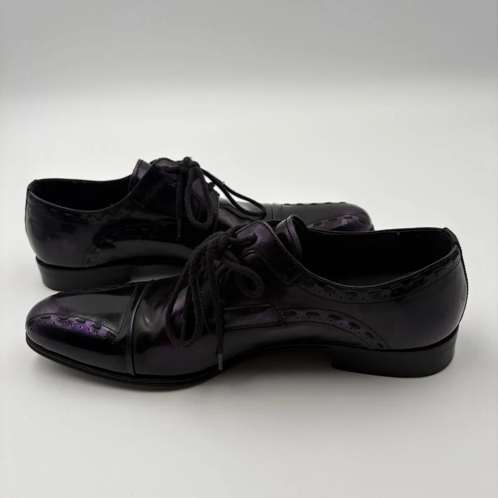Mezlan Custom Purple Black Ombre Patent Leather Dress Shoes Oxford Men's Size 9M